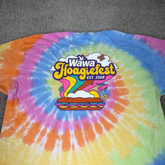 Wawa Hoagiefest Shirt Mens 2XL Tie Dye Rainbow Graphic Advertising Promo - Picture 3 of 9